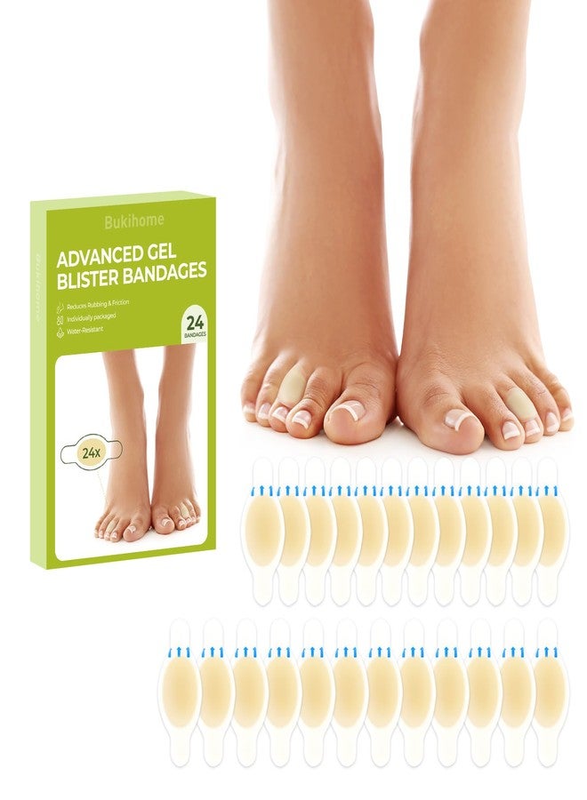 Bukihome Gel Hydrocolloid Bandage Pads - 24 Count Blister Cushions for Foot, Toe, Heel - Water Resistant Bandages for Prevention & Recovery (Toe Pack) - Image 1